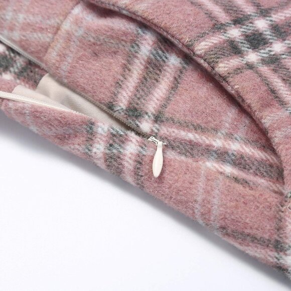 Womens Long Pink New Elastic Waist A-Line Pleated Tartan Long Plaid Wool Skirts - Picture 3 of 4